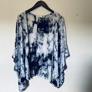 GINGER G Black and White Tie-Dye Cardigan (Size: M)
